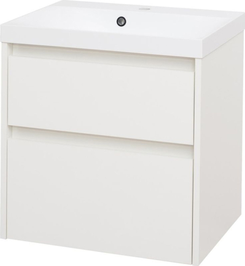 Mereo Opto, koupelnová skříňka s umyvadlem z litého mramoru 61 cm, bílá CN910M