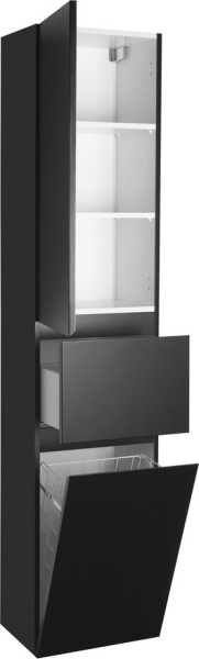 Aqualine ALTAIR vysoká skříňka s košem 40x184x31cm, černá mat AI685