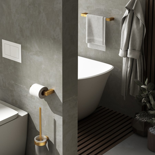 Gedy PIRENEI WC štětka závěsná, mléčné sklo, zlato mat PI330388