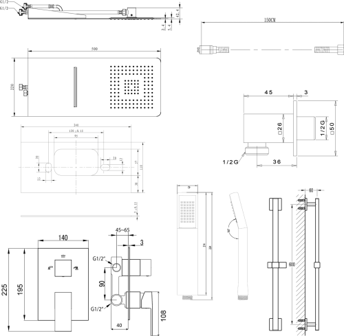 Sapho LATUS podomítkový sprchový set s pákovou baterií, 3 výstupy, chrom 1102-44-01