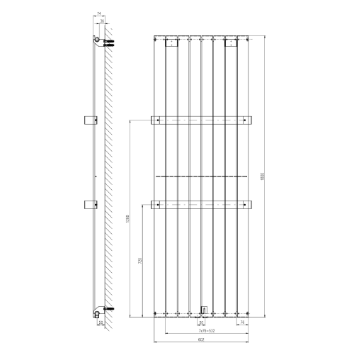Sapho COLONNA otopné těleso 602x1800 mm, metalická stříbrná IR146