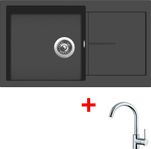 Granitový dřez Sinks INFINITY 860 NANO Nanoblack+MIX 35 IN860N6MI35CL