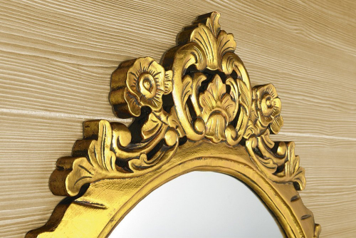 Sapho DESNA oválné zrcadlo ve vyřezávaném rámu, 80x100cm, zlatá IN352
