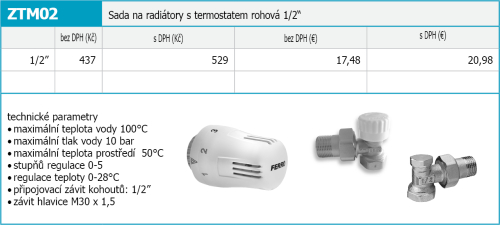 Novaservis Sada na radiatory s termostatem rohová 1/2" ZTM2