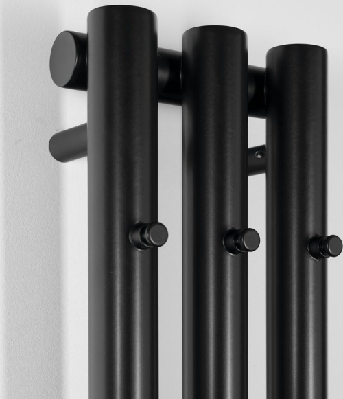 Sapho PILON otopné těleso 196x1800mm, se třemi háčky pro ručník, černá mat IZ128T