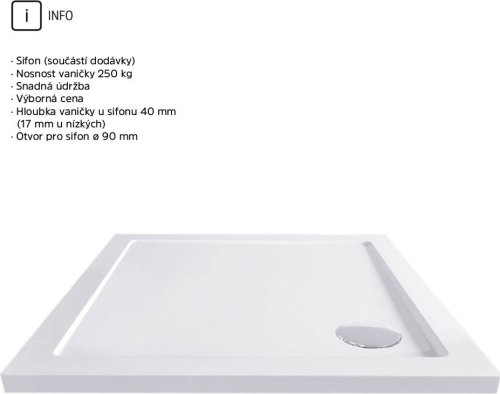 Mereo Kora Lite sprchový set: sprchový kout 90x90x185 cm, chrom ALU, sklo čiré, 90 cm, vanička, sifon CK34123ZN