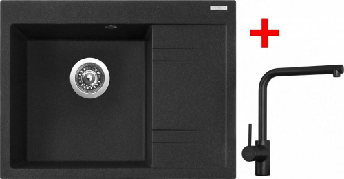 Granitový dřez Sinks RIM 650 L Granblack + Elka černá matná G2730