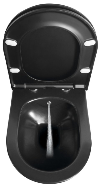 Sapho AVVA CLEANWASH závěsná WC mísa, s bidetovou sprškou, Rimless, 35, 5x53cm, černá mat 100312-110