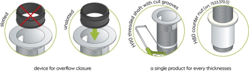 Omp Tea Umyvadlová výpust 5/4“, click-clack, velká zátka, max 80mm, černá mat 7533.370.5X