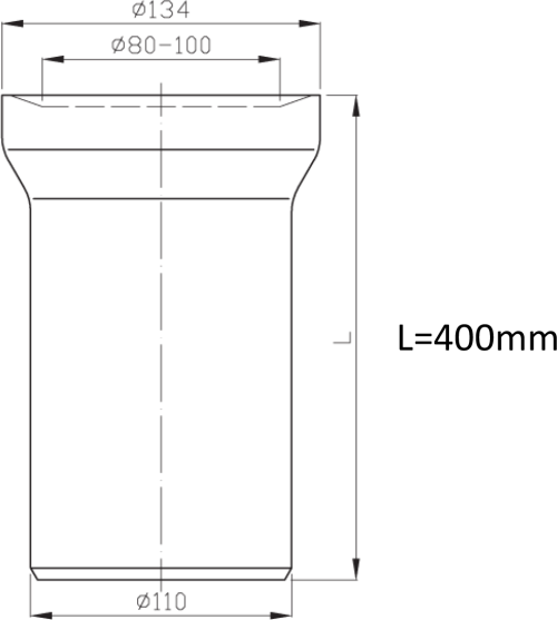 Bruckner Přímý kus dopojení k WC, délka 400mm, 110mm 159.309.0