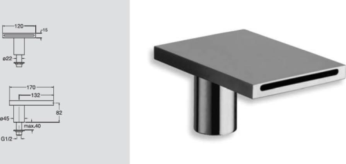 Sapho Výtoková hubice na okraj vany, šířka 130mm, chrom BD31451