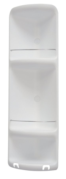 Gedy CAESAR třípatrová rohová polička do sprchy 226x710x160 mm, ABS plast, bílá 7081