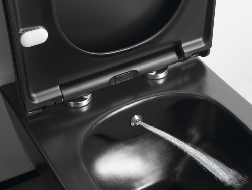 Sapho AVVA CLEANWASH závěsná WC mísa, s bidetovou sprškou, Rimless, 35, 5x53cm, černá mat 100312-110