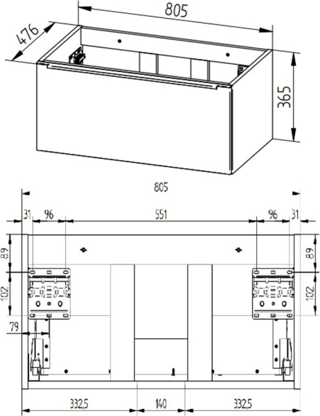 Mereo Mailo, koupelnová skříňka 81cm, bílá, chrom madlo CN516S