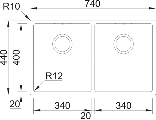 Nerezový dřez Sinks BOX 740 DUO RO 1,0mm RDBOK74044021RO