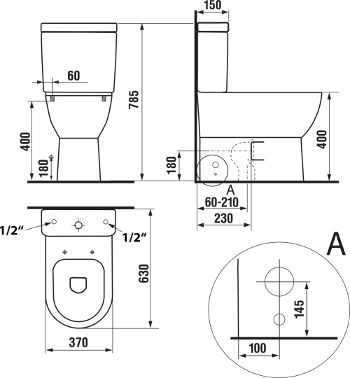 JALTA WC kombi s funkcí bidetu Clean Star,  Rimless, spodní/zadní odpad, bílá LB402-1