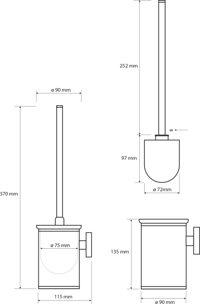 Sapho X-STEEL WC štětka závěsná, nerez mat XS305