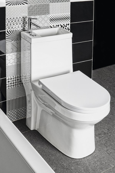 Aqualine HYGIE WC kombi s umývátkem, zadní/spodní odpad, bílá PB104W
