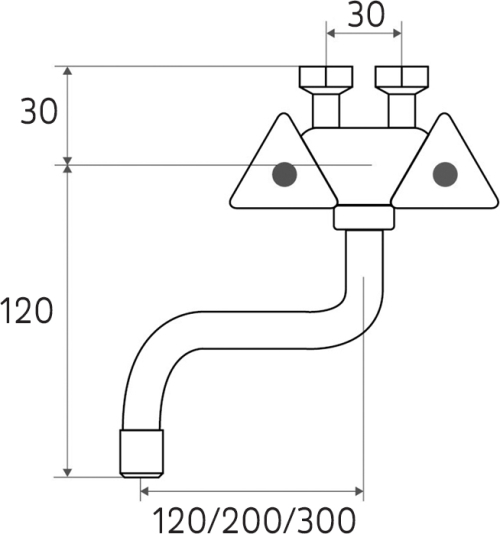Mereo Dřezová nástěnná baterie s ramínkem trubkovým Ø16mm - 300 mm, chrom CBS301003M