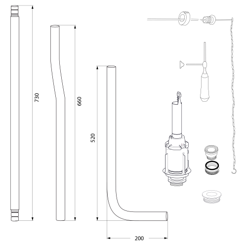 GSI CLASSIC splachovací mechanismus, bronz BOBR