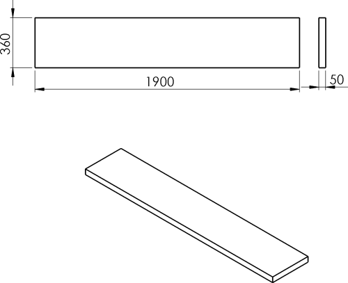 Sapho AVICE deska pod umyvadlo 190x36cm, tl.5cm, dub Rover AV1964