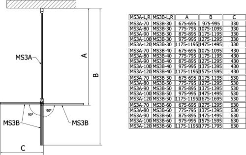 Polysan MODULAR SHOWER otočný panel k instalaci na stěnu modulu MS3, 600 mm MS3B-60