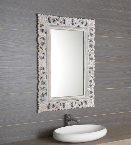 Sapho SCULE zrcadlo ve vyřezávaném rámu 70x100cm, bílá IN171