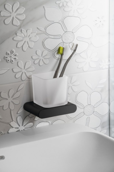 Sapho FLORI sklenka, mléčné sklo, černá mat RF004/15