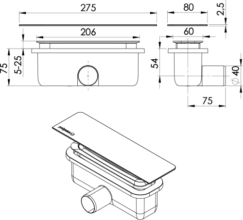 Polysan KAZUKO vaničkový sifon, DN40, krytka zlato mat 26347