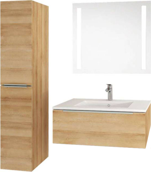 Mereo Mailo, koupelnová skříňka s keramickým umyvadlem 101 cm, dub Riviera, chrom madlo CN527