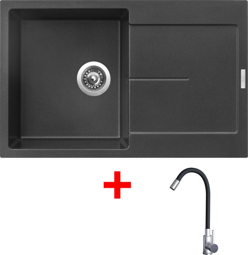 Granitový dřez Sinks ULTIMA 790 Metalblack + Elasta nerez/černá G21974