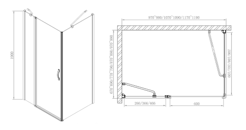 Gelco One obdélníkový sprchový kout 1100x700mm L/P varianta GO4811GO3570