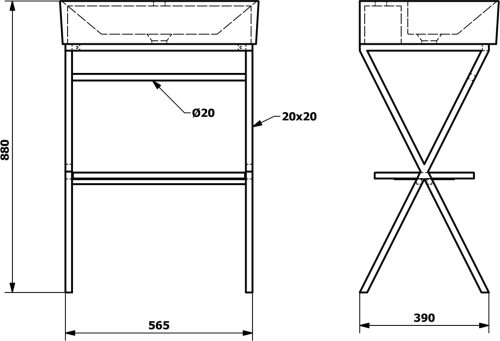 Sapho FERRO podstavec pod umyvadlo 565x720x390mm, černá SKA560-1