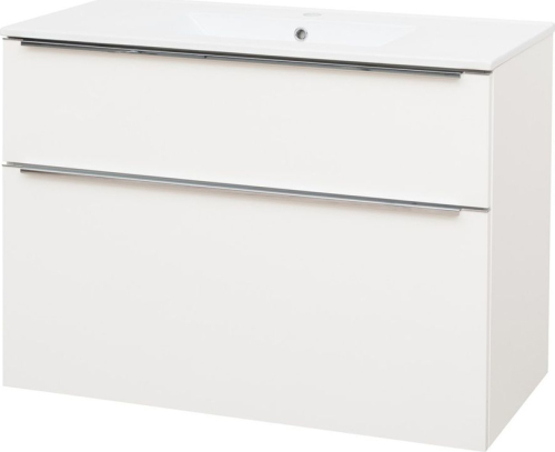 Mereo Mailo, koupelnová skříňka s keramickým umyvadlem 101 cm, bílá, chrom madlo CN512