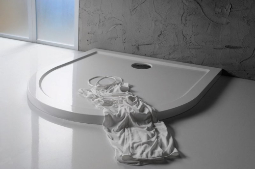 Polysan ISA 90 sprchová vanička z litého mramoru, půlkruh 90x90cm, bílá 50511