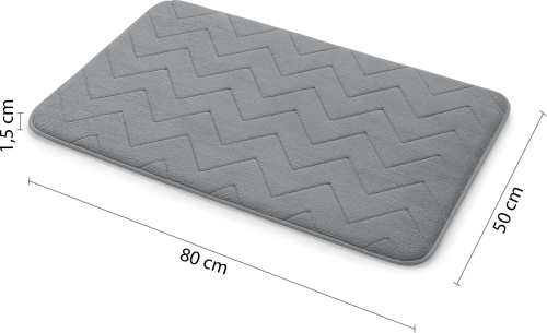 Gedy MOUSSE koupelnová předložka, 50x80cm, 100% polyester, protiskluz, šedá 96MS508008
