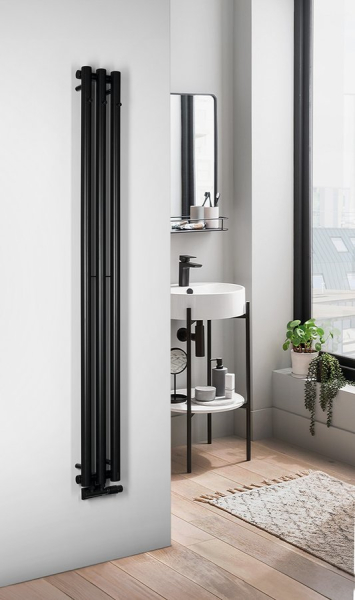 Sapho PILON otopné těleso 196x1800mm, se třemi háčky pro ručník, černá mat IZ128T