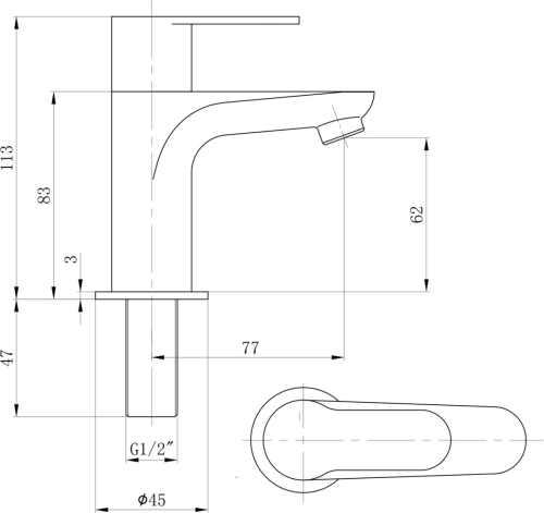Sapho SMALL stojánkový umyvadlový ventil, 113mm, chrom SM23