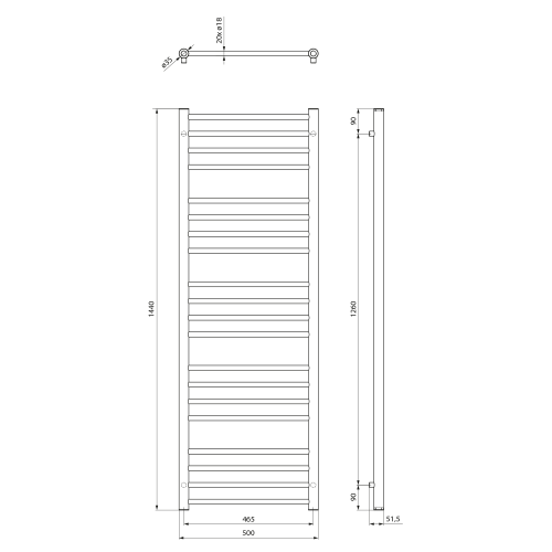 Sapho DINA otopné těleso 500x1440mm, černá mat IR369B