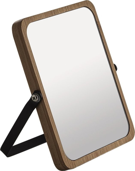 Gedy MIDORI kosmetické zrcátko na postavení, 162x185mm, oboustranné, černá/bambus 2106