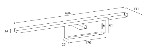 Sapho ESTHER LED nástěnné svítidlo, 4 W, 494x62x131 mm, IP44, chrom E26375CI