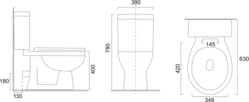 Mereo WC kombi, RIMLESS, zadní odpad s armaturou VSD99