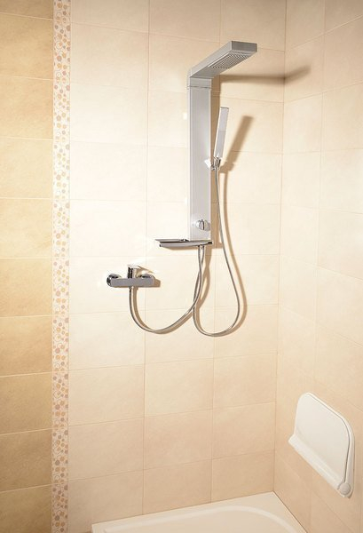 Aqualine ROME sprchový sloup k napojení na baterii, hlavová, ruční sprcha, chrom SL760