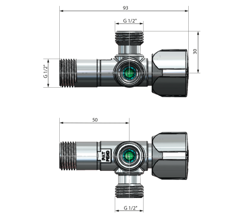 Arco ARCO kombinovaný rohový ventil A-80 se dvěma vývody 1/2"x1/2"x1/2", anticalc CQ4105