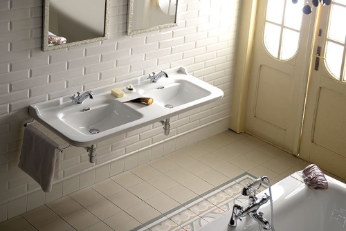 Kerasan WALDORF keramické dvojumyvadlo 150x55cm, bílá 4143K1