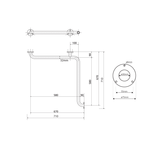 Sapho HANDICAP madlo do sprchy 670x670mm, bílá XH544W