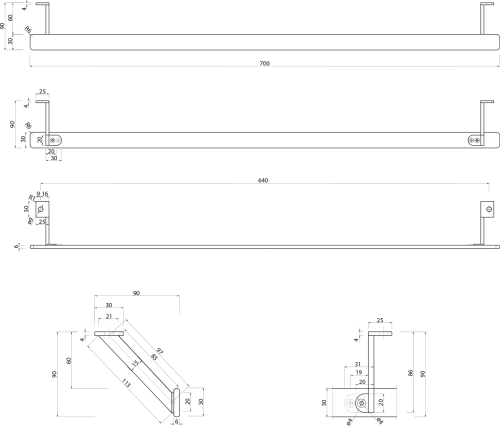 GSI PURA čelní držák ručníků 80cm, chrom PAPR80