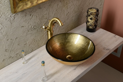 Sapho ANTEA stojánková umyvadlová baterie vysoká s výpustí, výška 300mm, bronz 3276L