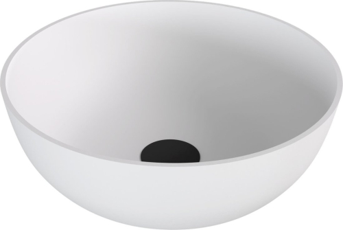 Polysan BANERA ROUND umyvadlo na desku, litý mramor, průměr 39cm, bílá mat 14337MAT