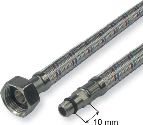 Klum Hadice připojovací nerez 8x12, FxM10, 3/8" x M10 x 10mm , 10 cm CR334C